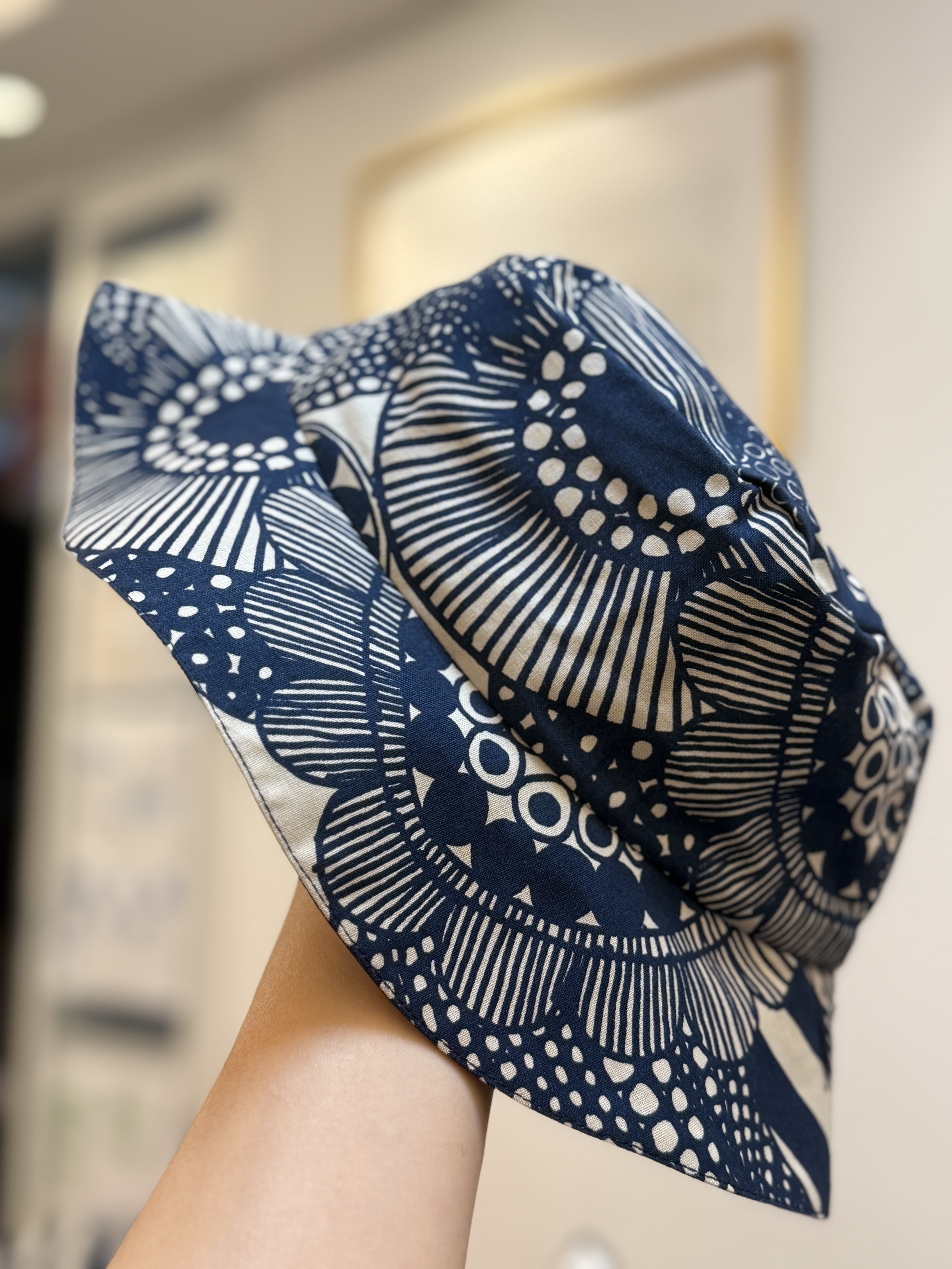 Bucket hat | marimekko cotton fabric | Blue Siirtolapuutarha