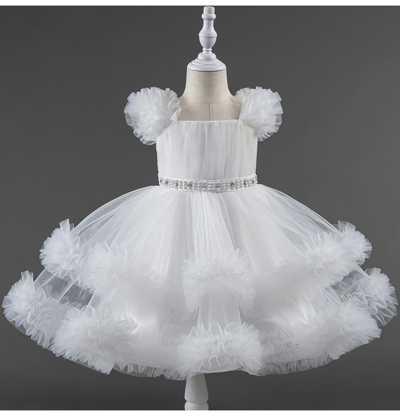 現貨 130cm 周歲禮服 雙層蛋糕裙蓬袖小禮服 5色 90-140cm #8325