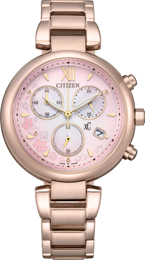萬年鐘錶 - Citizen 星辰錶  XC   亞洲限定款浪漫粉紅津櫻花三眼光動能女錶  FB1456-65X  錶徑35MM