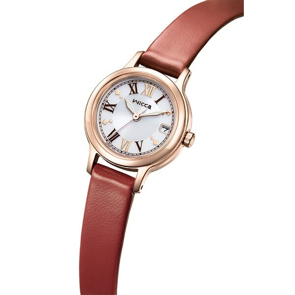 萬年鐘錶 - Citizen - Wicca  小巧面盤紅色皮革款光動能女錶  KH4-963-14  錶徑24MM