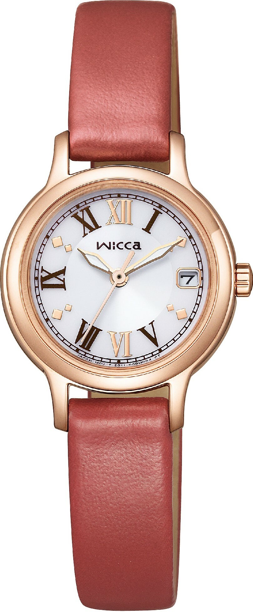 萬年鐘錶 - Citizen - Wicca  小巧面盤紅色皮革款光動能女錶  KH4-963-14  錶徑24MM