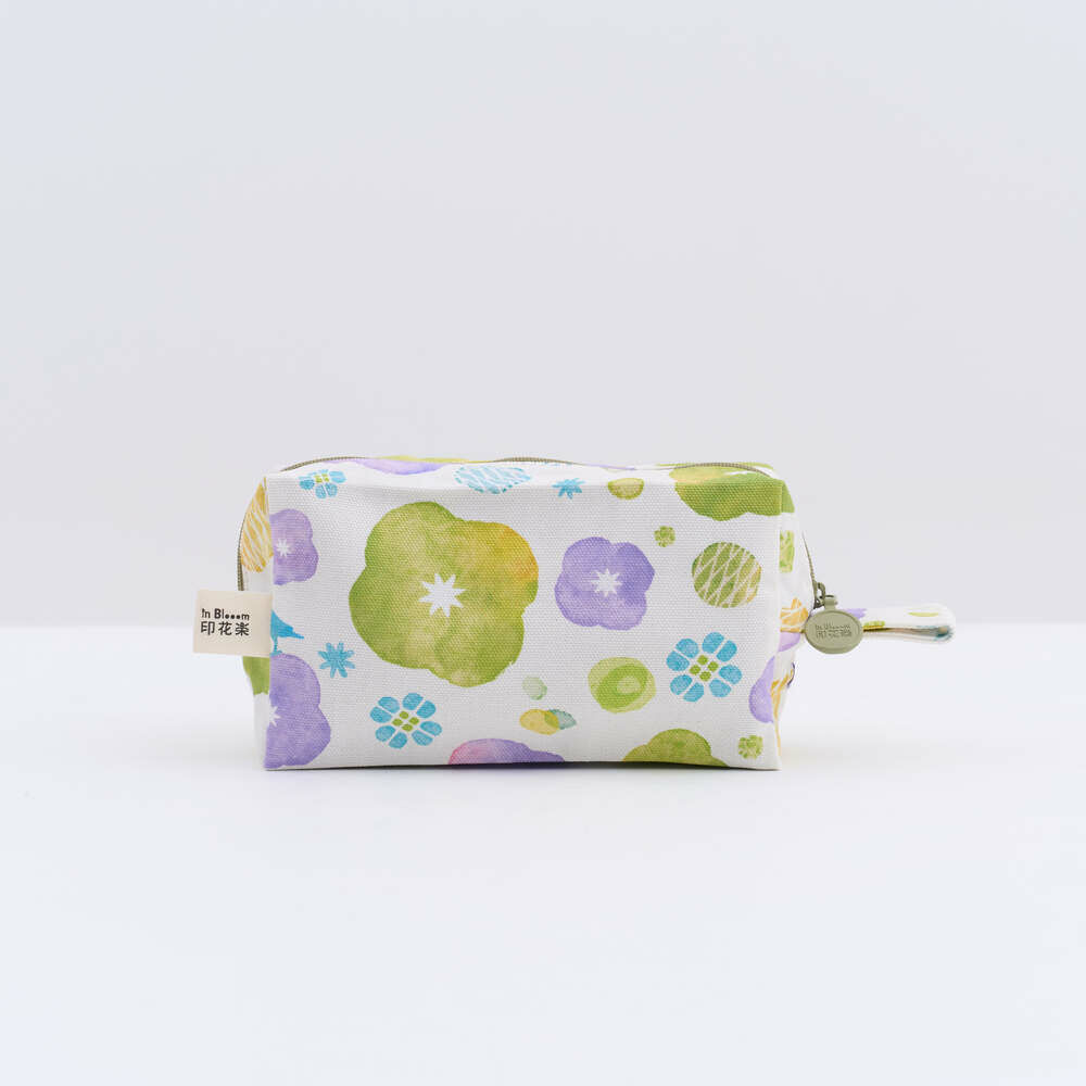 Zipper Cuboid Pouch/Begonia Glass Pattern No.17/Pastel Lilac