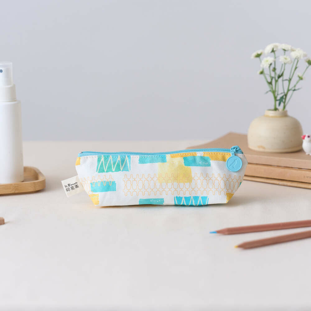 Pencil Case/Old Iron Window Frame & Bricks/Lemon & Orange