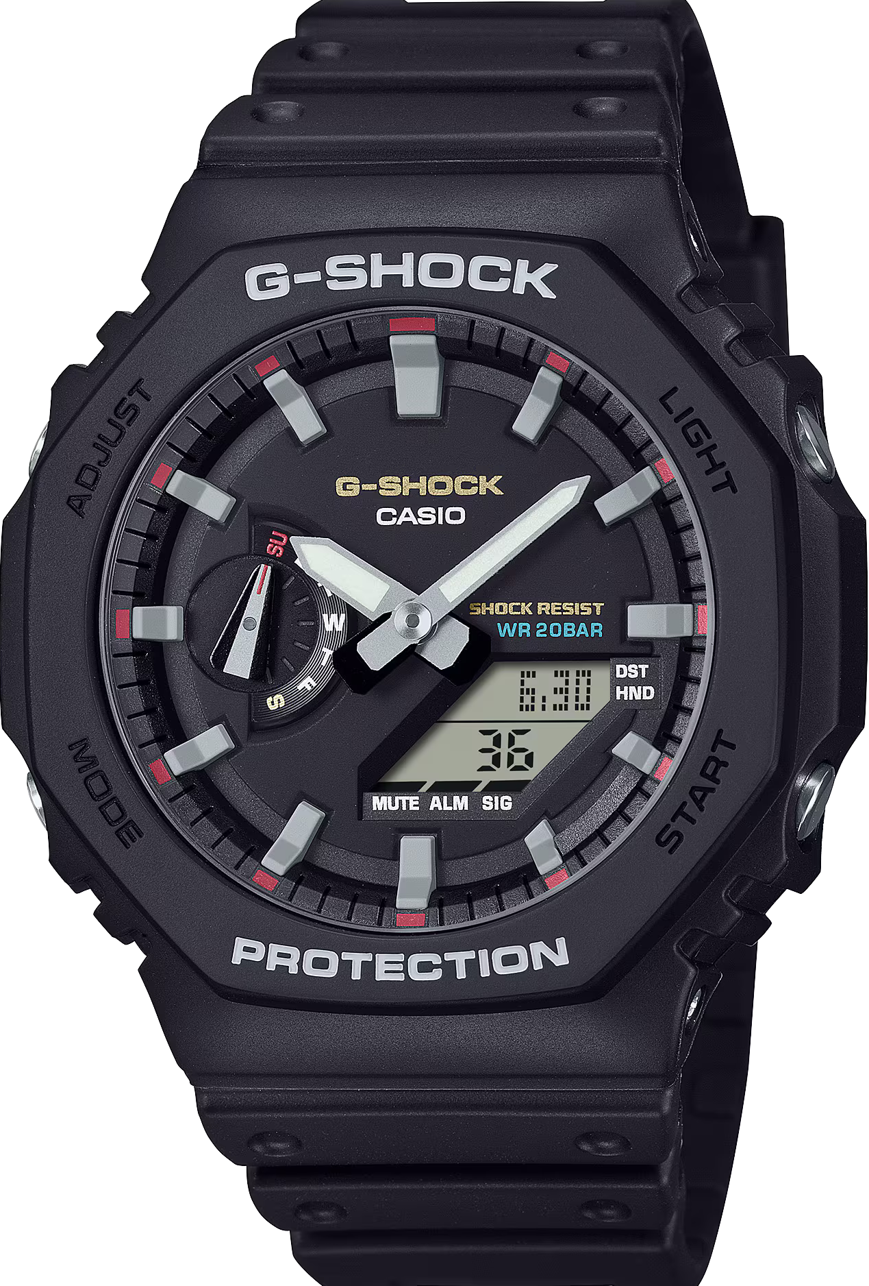 萬年鐘錶 - G-SHOCK  經典百搭潮流八角錶殼電子錶  GA-2100RL-1A  錶徑 : 48.5 mm