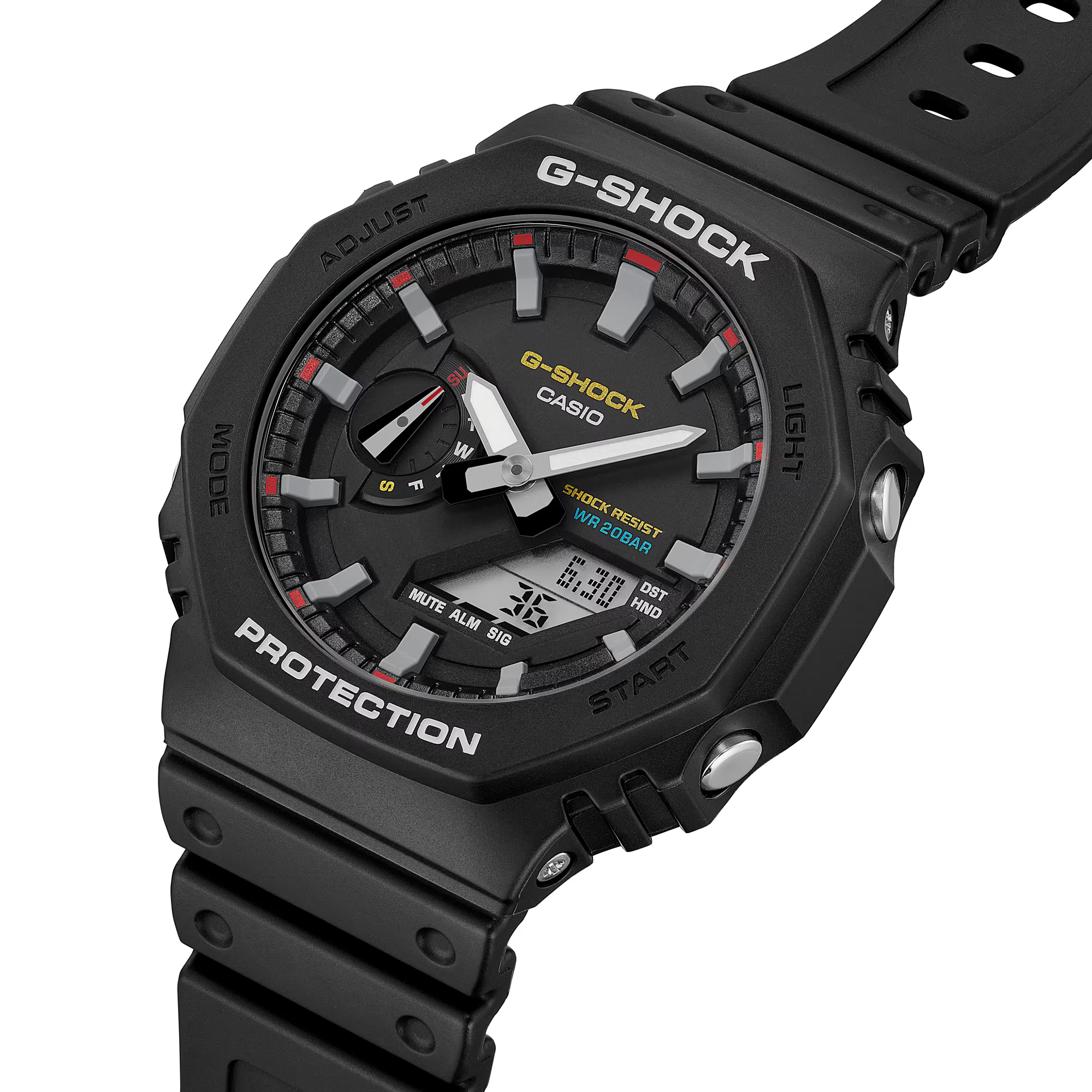 萬年鐘錶 - G-SHOCK  經典百搭潮流八角錶殼電子錶  GA-2100RL-1A  錶徑 : 48.5 mm