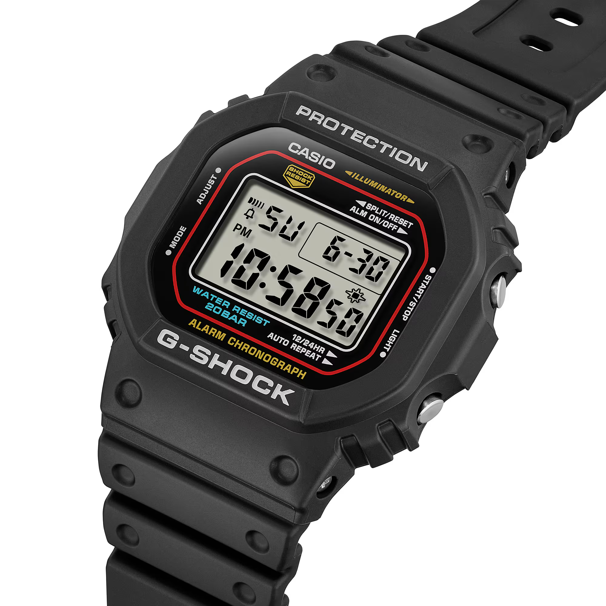 萬年鐘錶 - G-SHOCK  經典百搭潮流復古方形錶殼防震電子錶  DW-5600RL-1  錶徑: 42.8MM