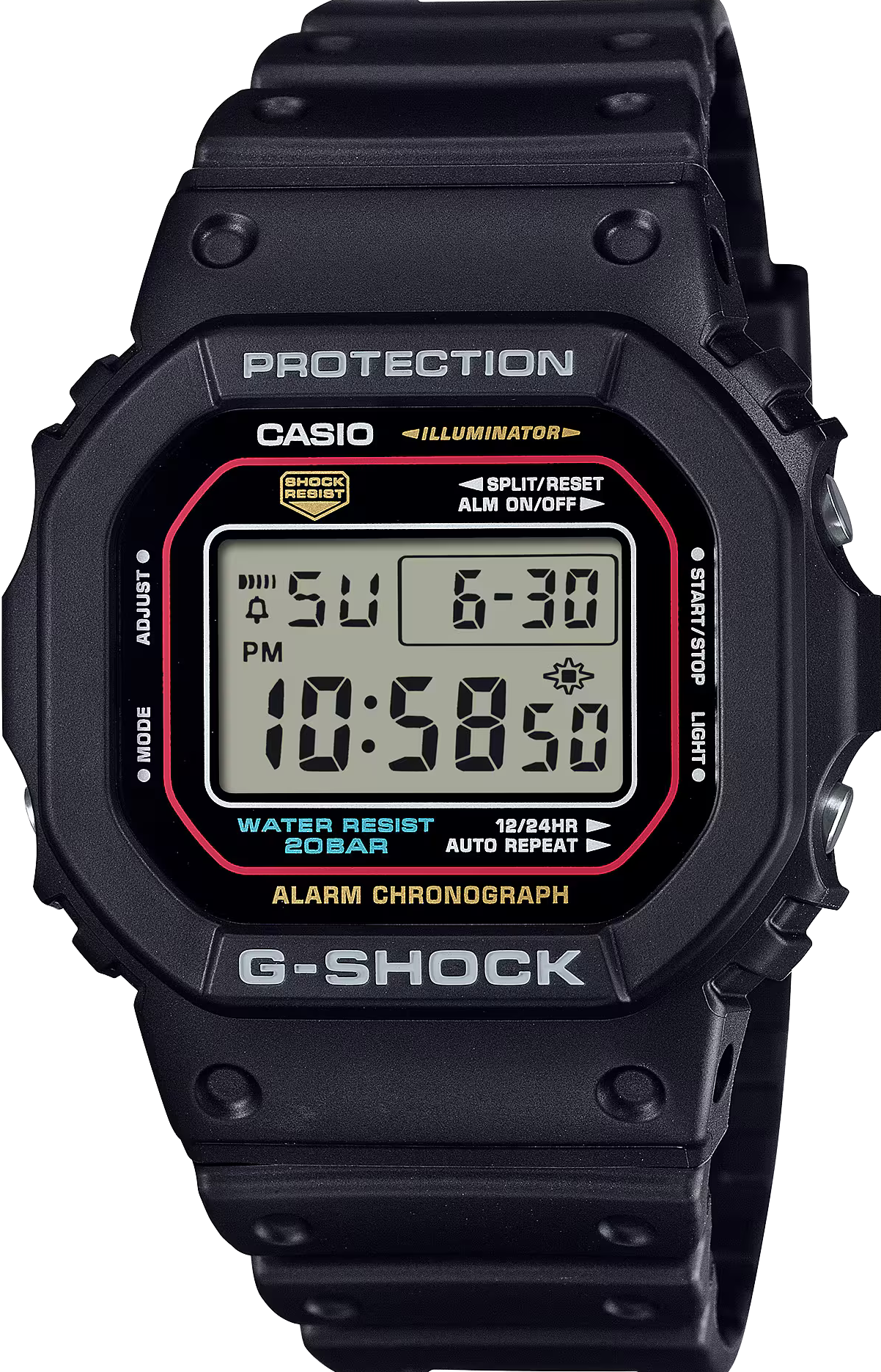 萬年鐘錶 - G-SHOCK  經典百搭潮流復古方形錶殼防震電子錶  DW-5600RL-1  錶徑: 42.8MM