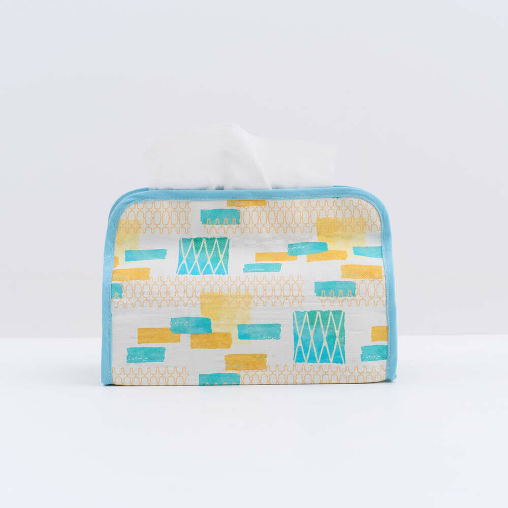 Tissue Box Cover/Old Iron Window Frame & Bricks/Lemon & Orange