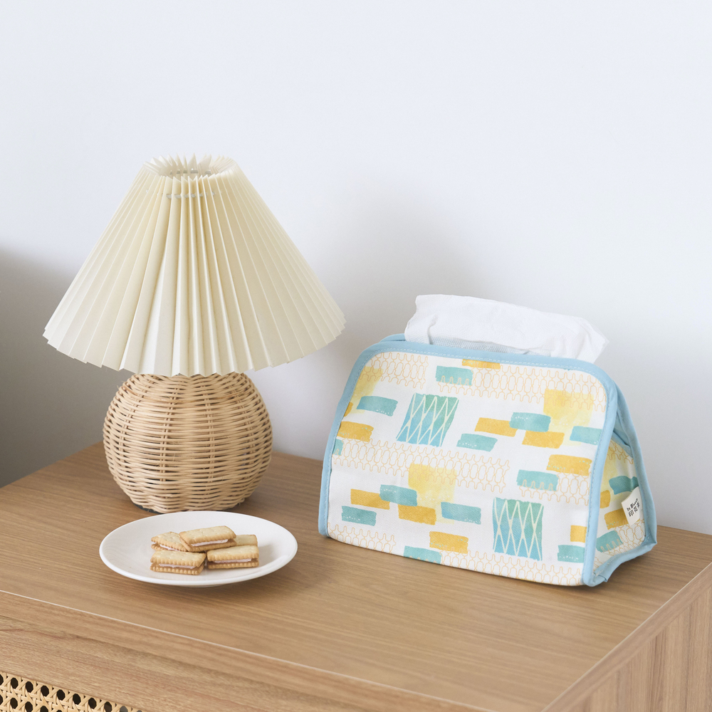 Tissue Box Cover/Old Iron Window Frame & Bricks/Lemon & Orange