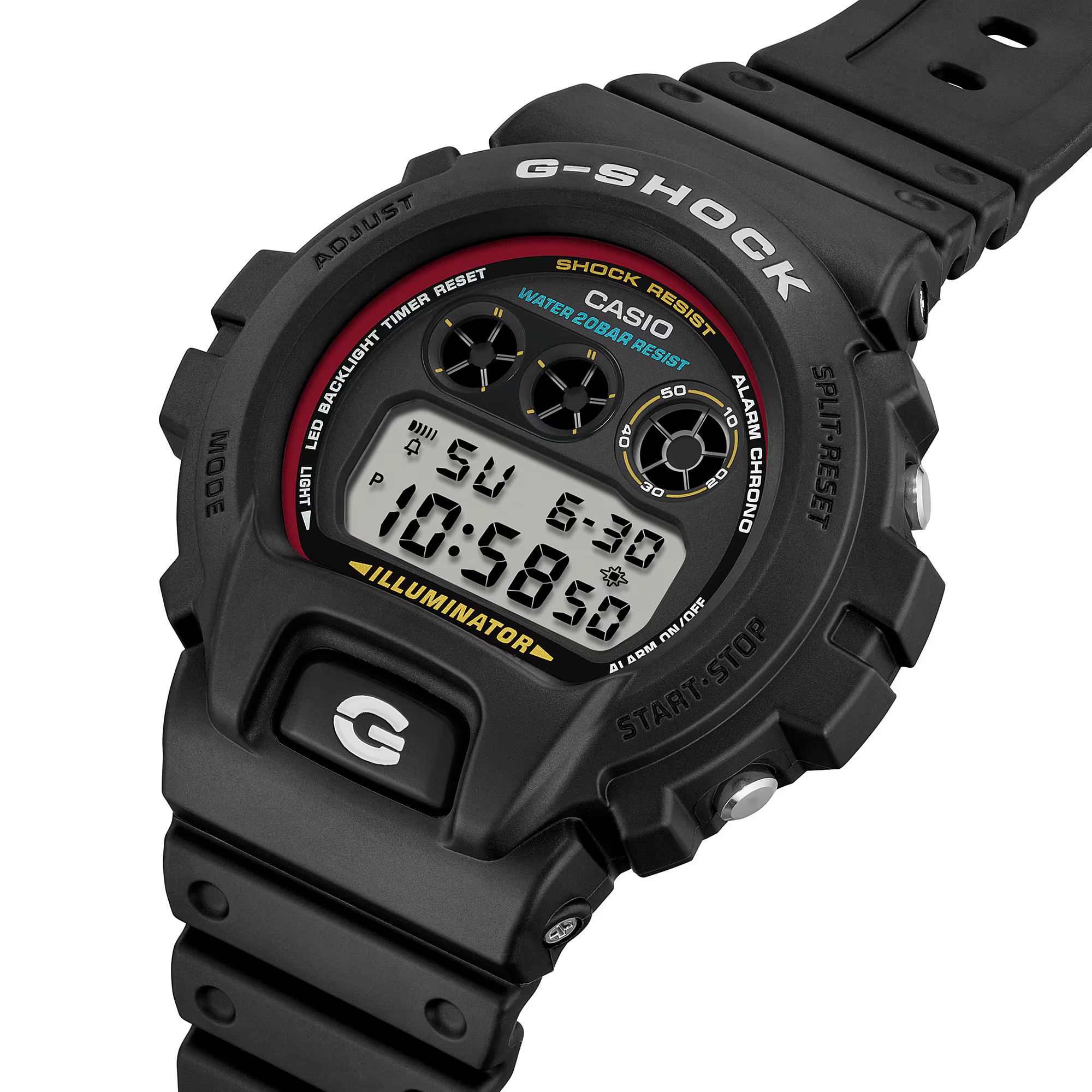 萬年鐘錶 - G-SHOCK  經典百搭潮流復古獨特三眼防震運動電子錶  DW-6900RL-1 錶徑 : 50mm