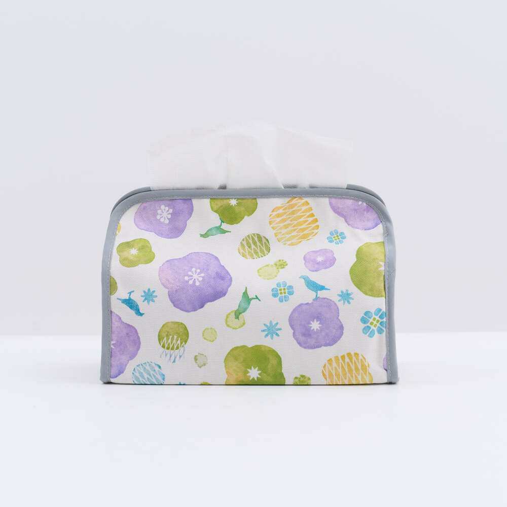 Tissue Box Cover/Begonia Glass Pattern No.17/Pastel Lilac