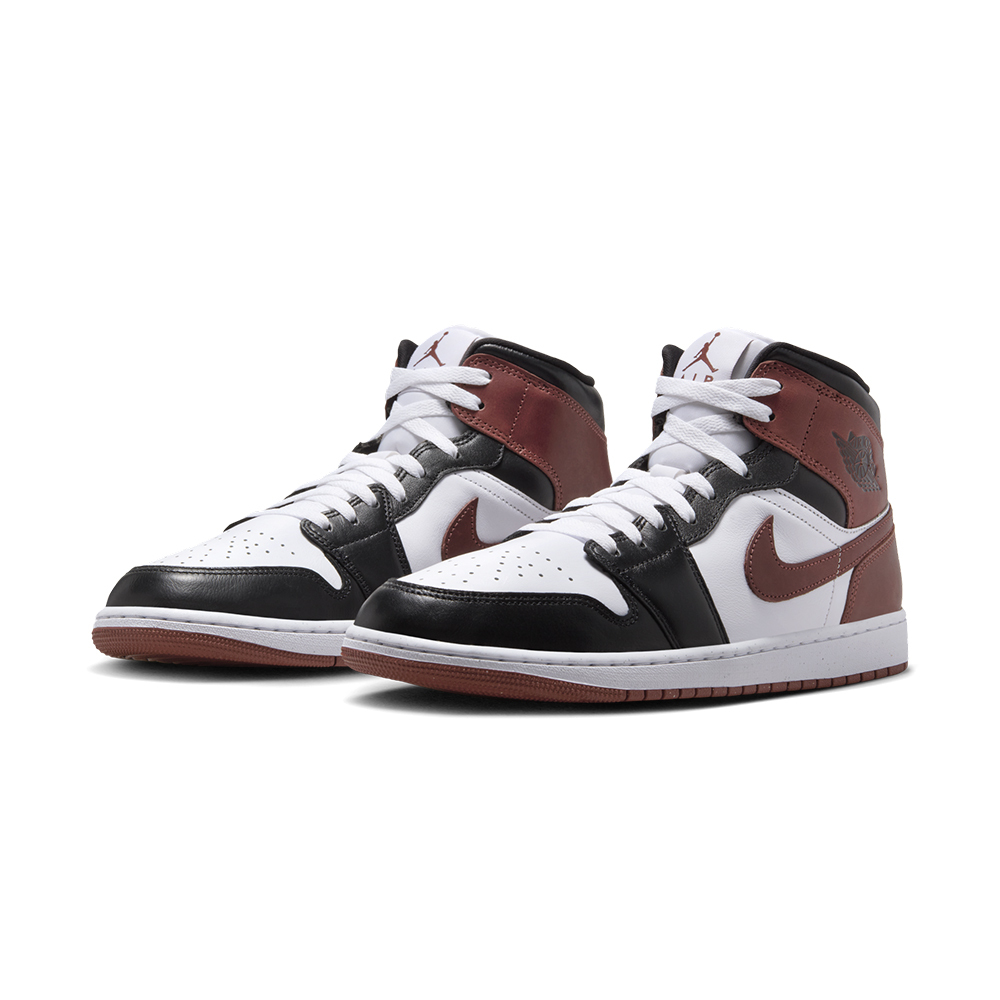 Nike Air Jordan 1 Mid Se 男 黑白棕 AJ1 皮革 透氣 喬丹 休閒鞋 HF3216-102