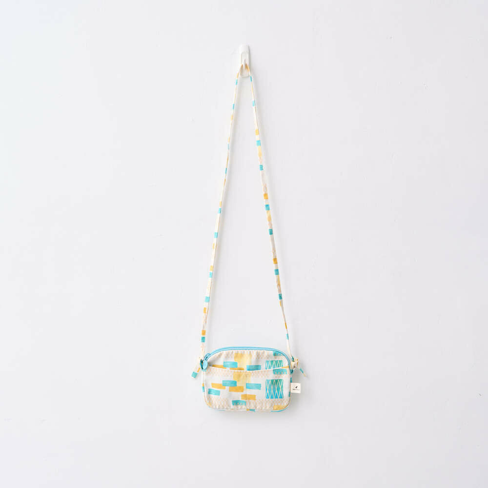 Clutch with Long Strap/Old Iron Window Frame & Bricks/Lemon & Orange