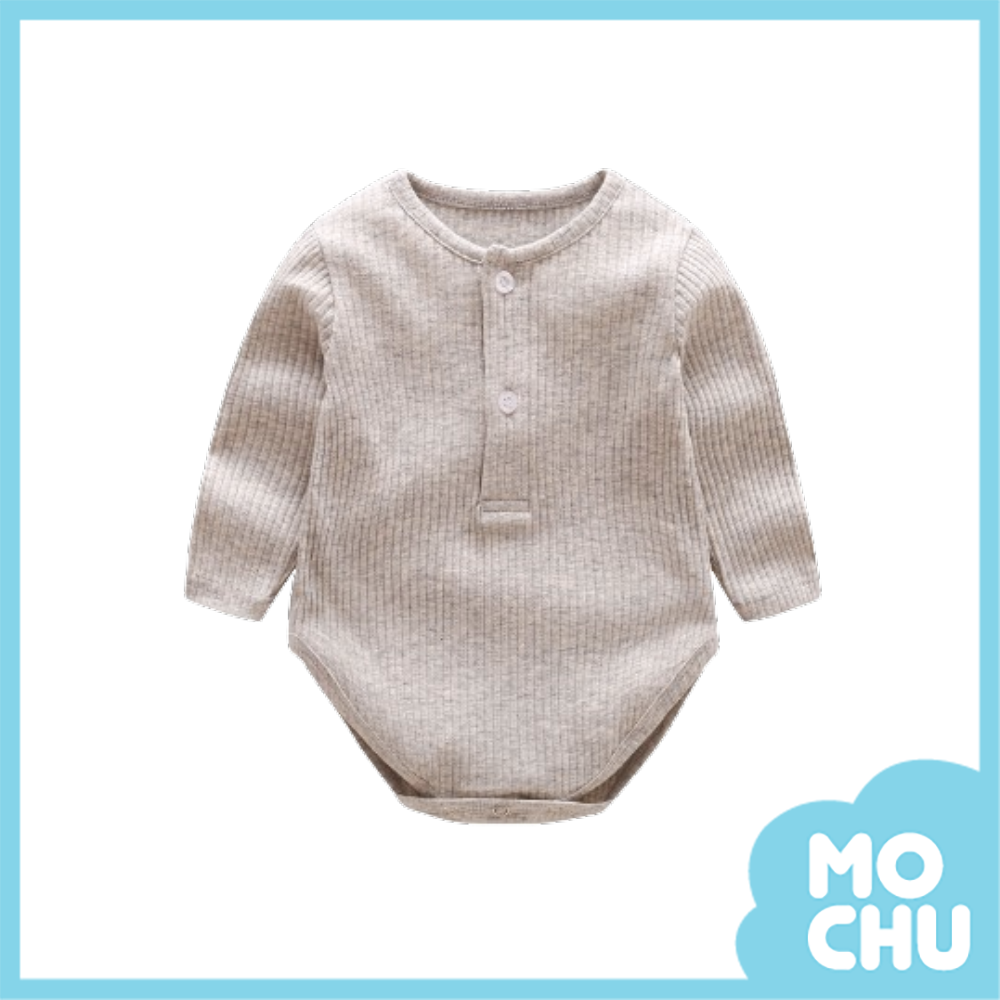 坑條簡約長袖包屁衣(八色)