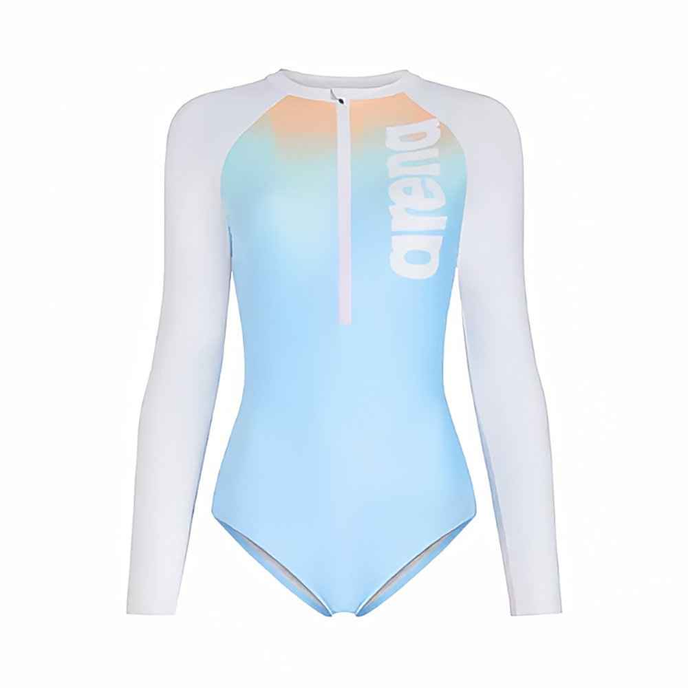 女士PASTEL POP 2.0長袖漸變色連身泳衣 - 白