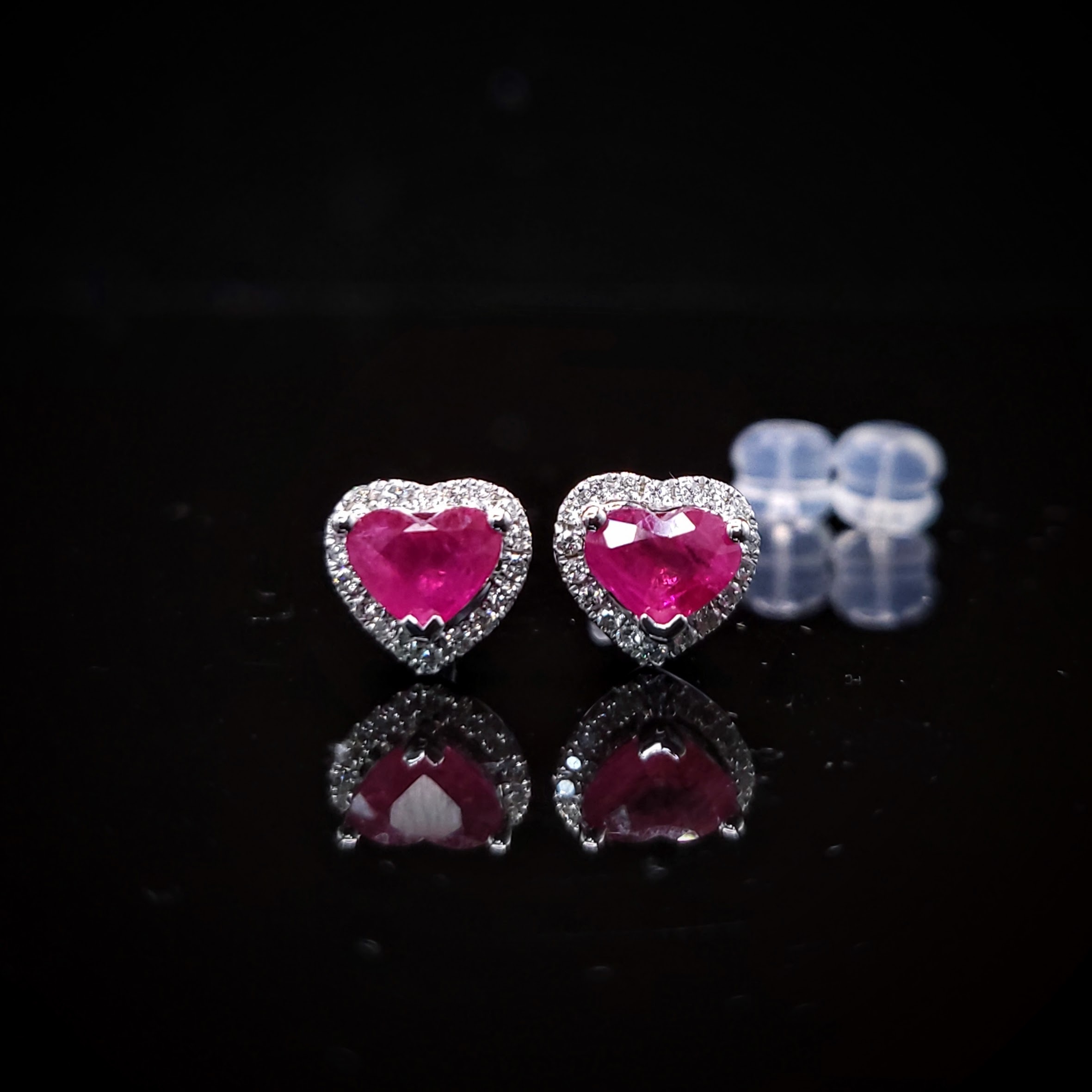 18K White Gold 1.32ct Ruby and Diamond Earrings