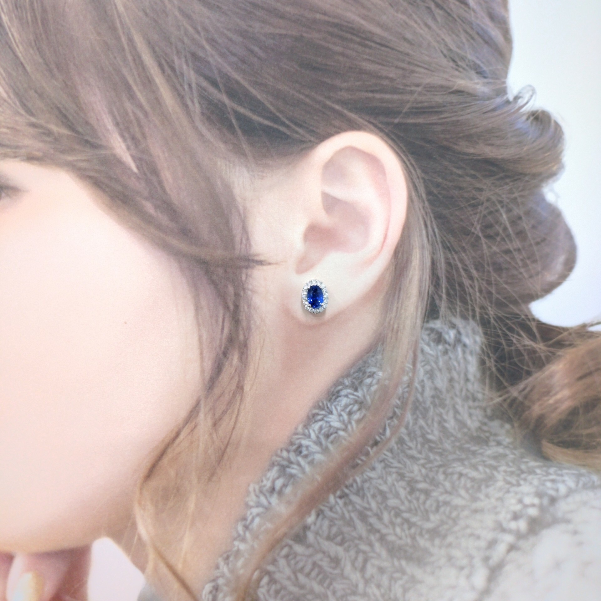 18K White Gold 2.08 Sapphire and Diamond Earrings