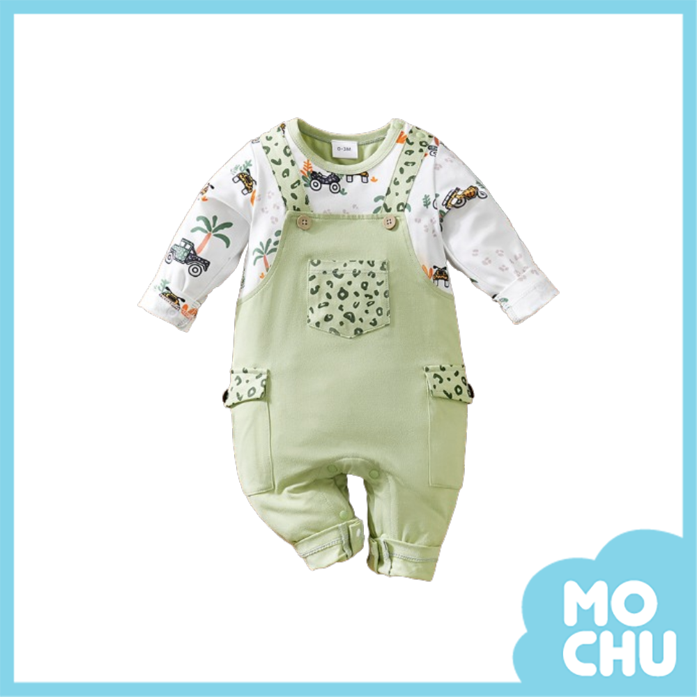 叢林豹紋假兩件連身衣