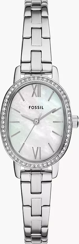 萬年鐘錶 - Fossi  時尚晶鑽橢圓形錶殼不鏽鋼錶帶女錶 BQ3975 錶徑23MM