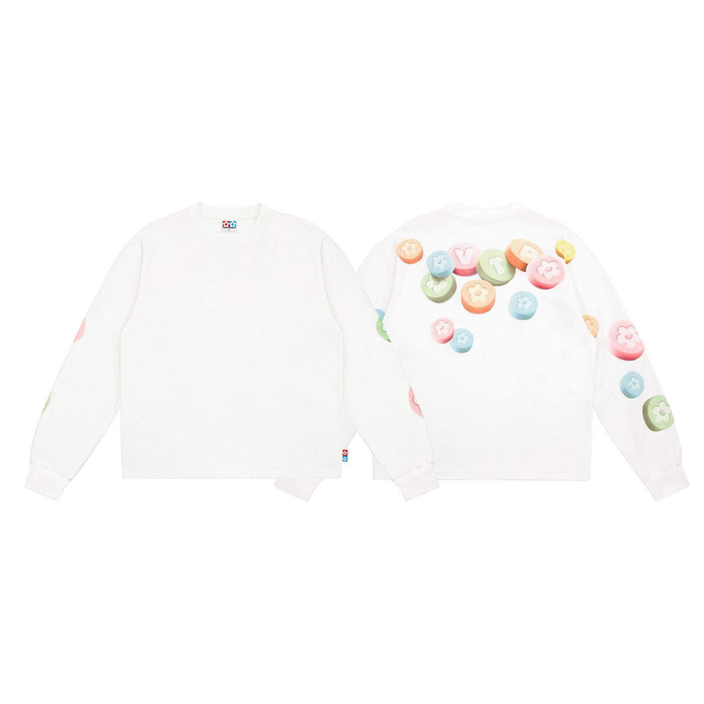 VANDYTHEPINK® CANDY THERMAL L/S 白 糖果印花 華夫格 長T【VD1041-101】