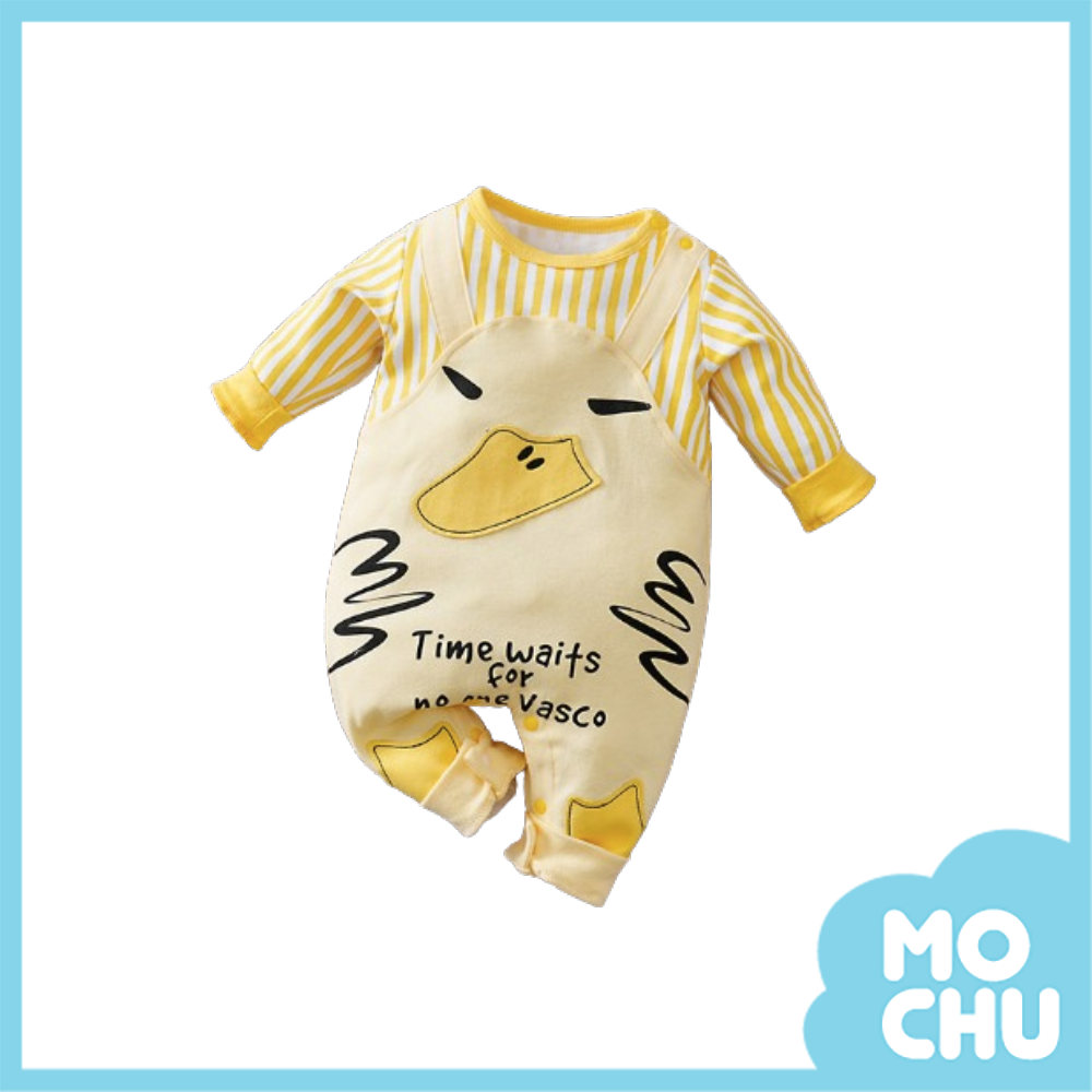 豎條扁嘴鴨長袖連身衣