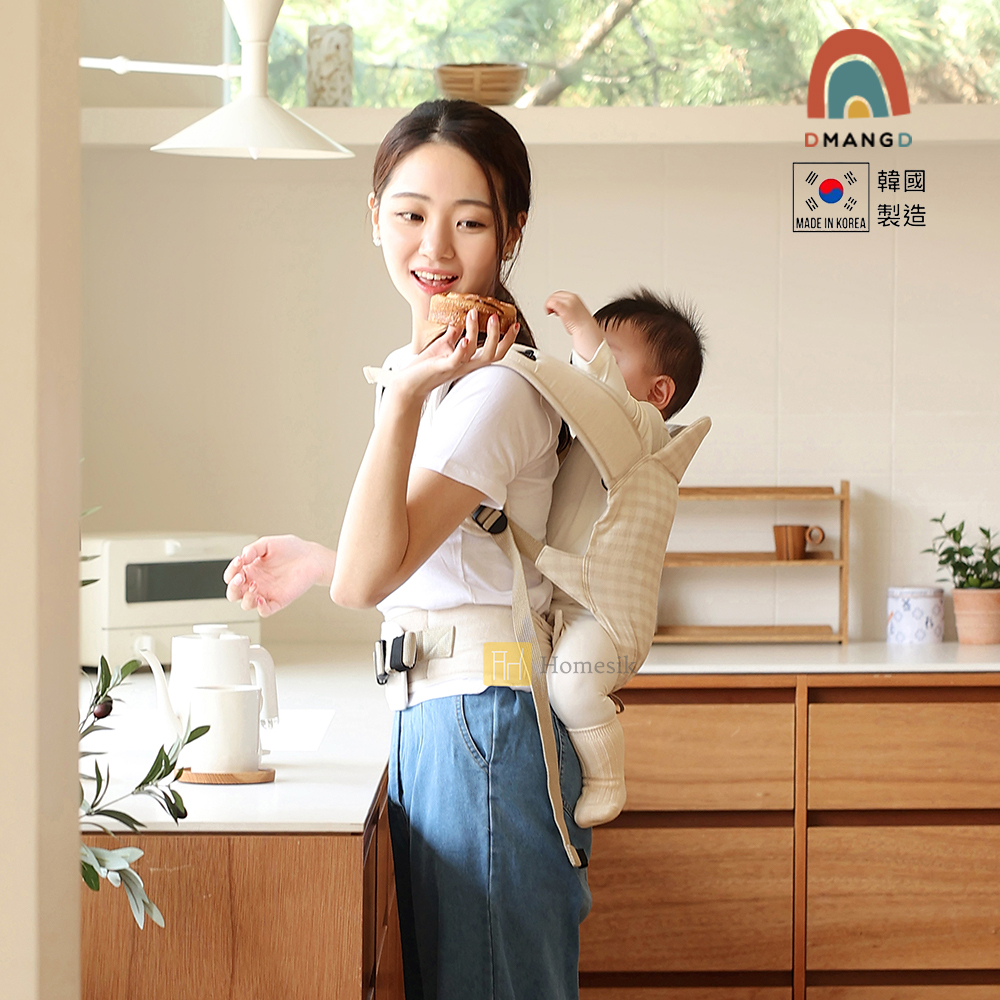 韓國 illi 透氣多功能嬰兒背帶 - 奶油格紋 (四季適用) P00000BH