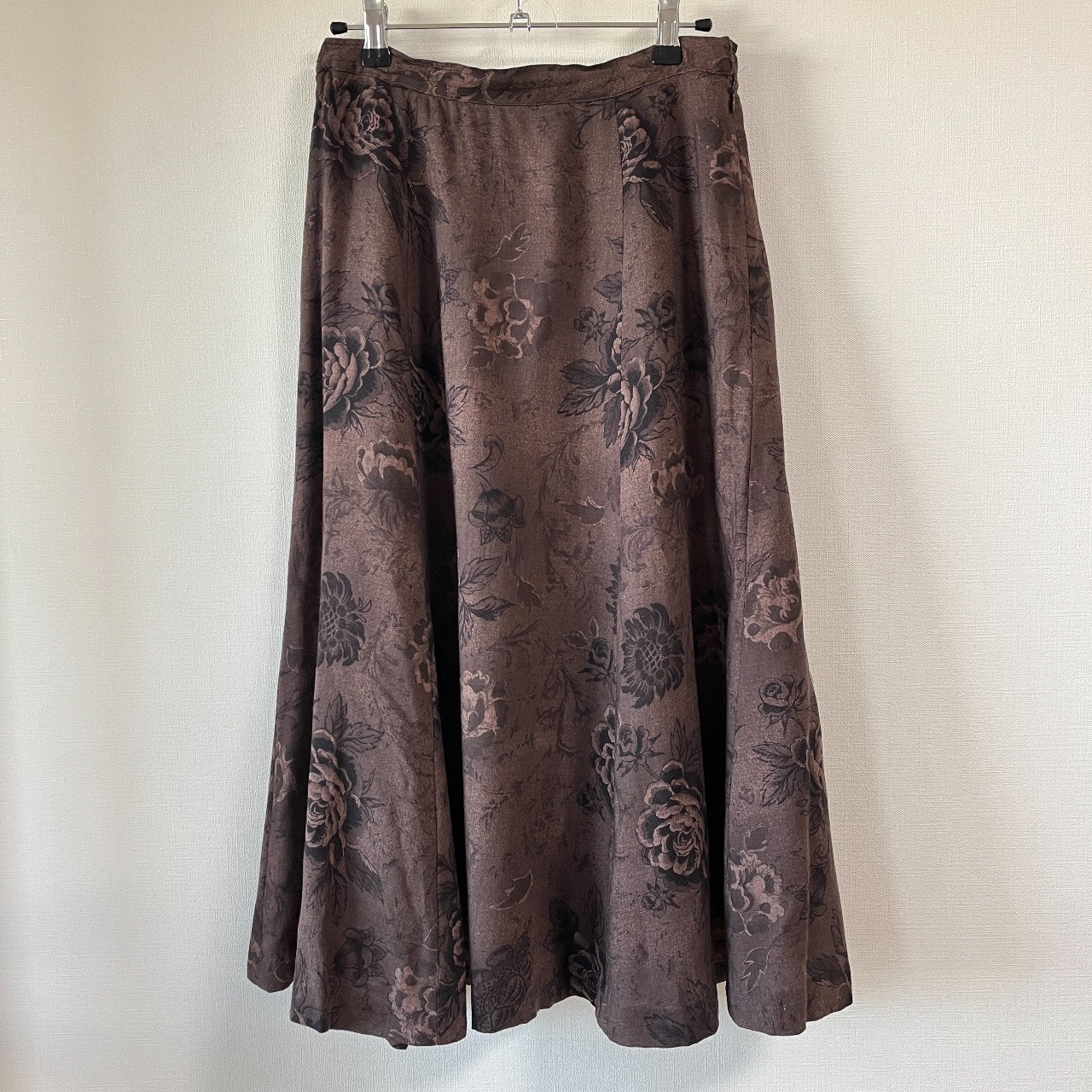 日本製啡色大花羊毛半裙