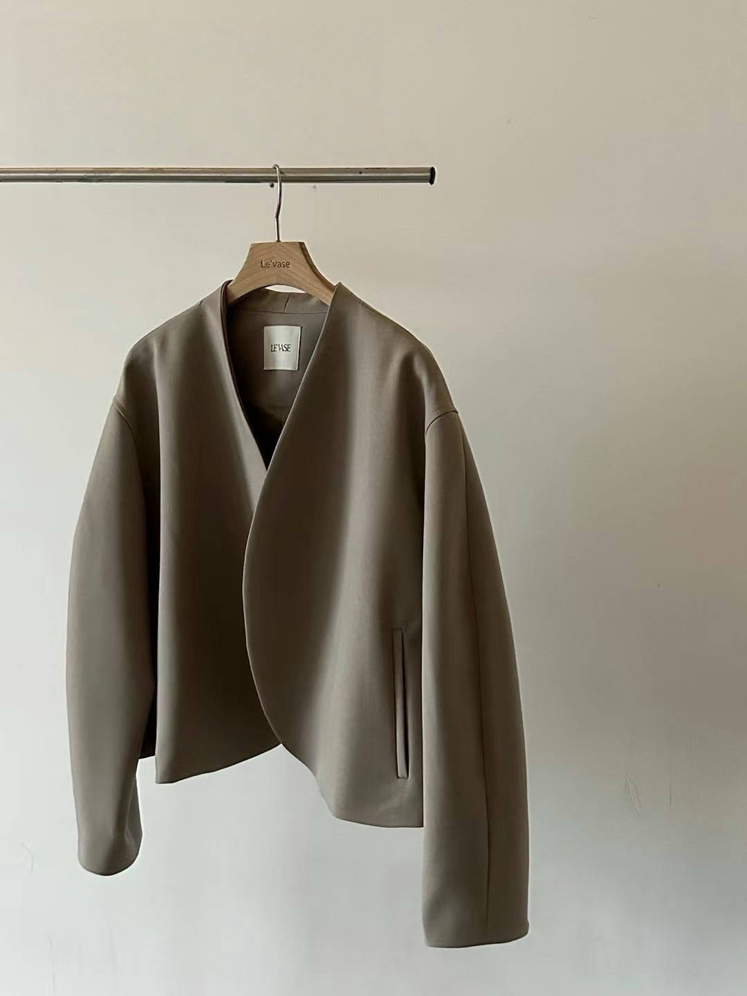 高級廓形極簡無領外套