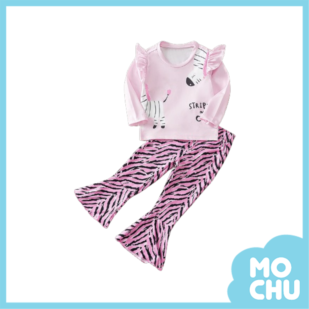 分體斑馬喇叭褲套裝