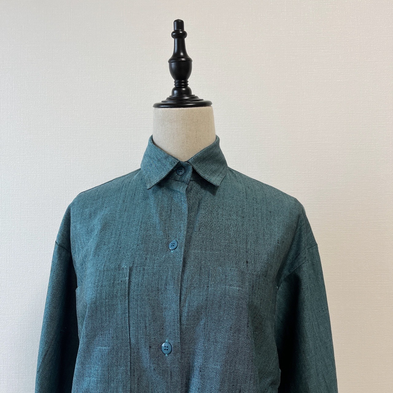 孔雀綠色羊毛古著上衣