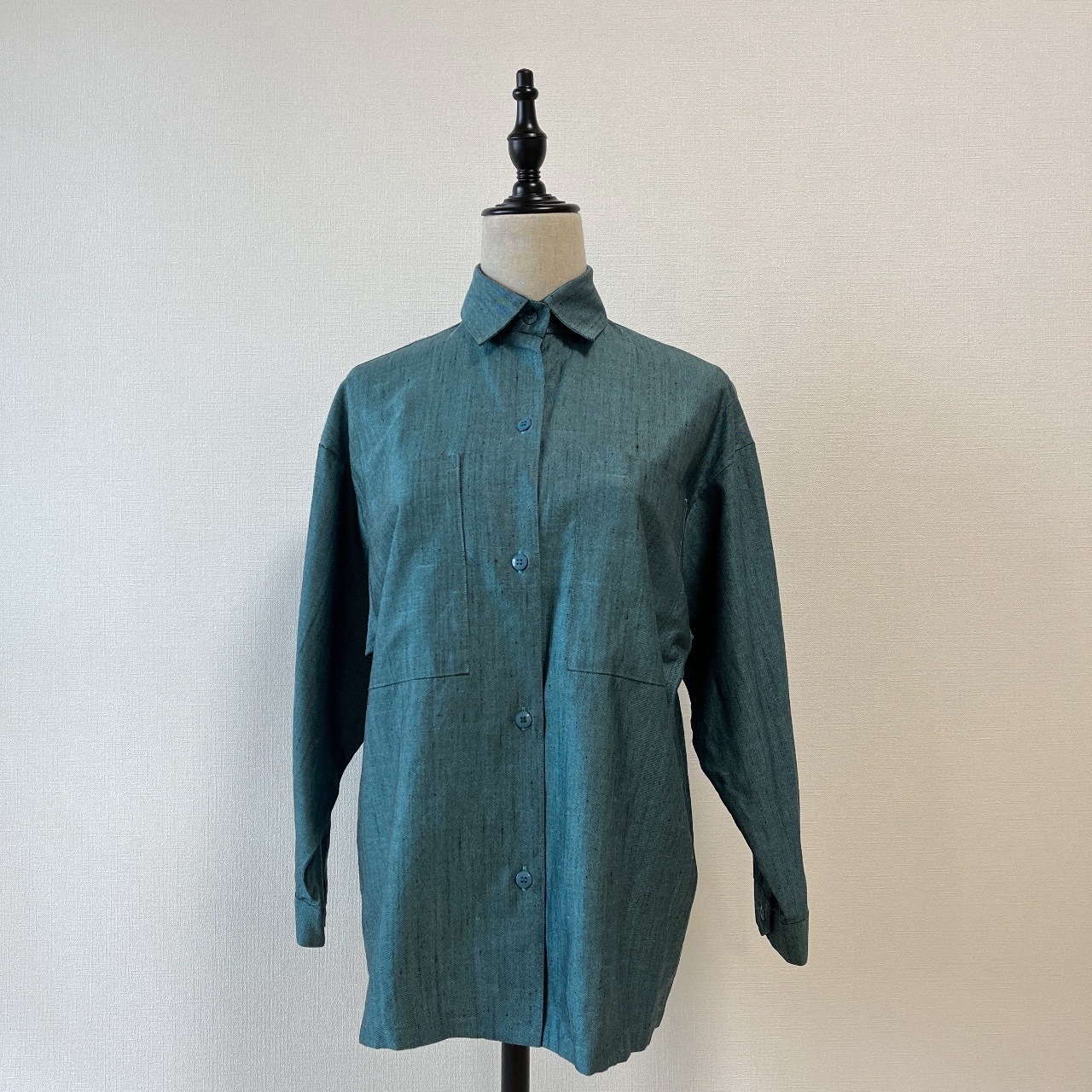 孔雀綠色羊毛古著上衣