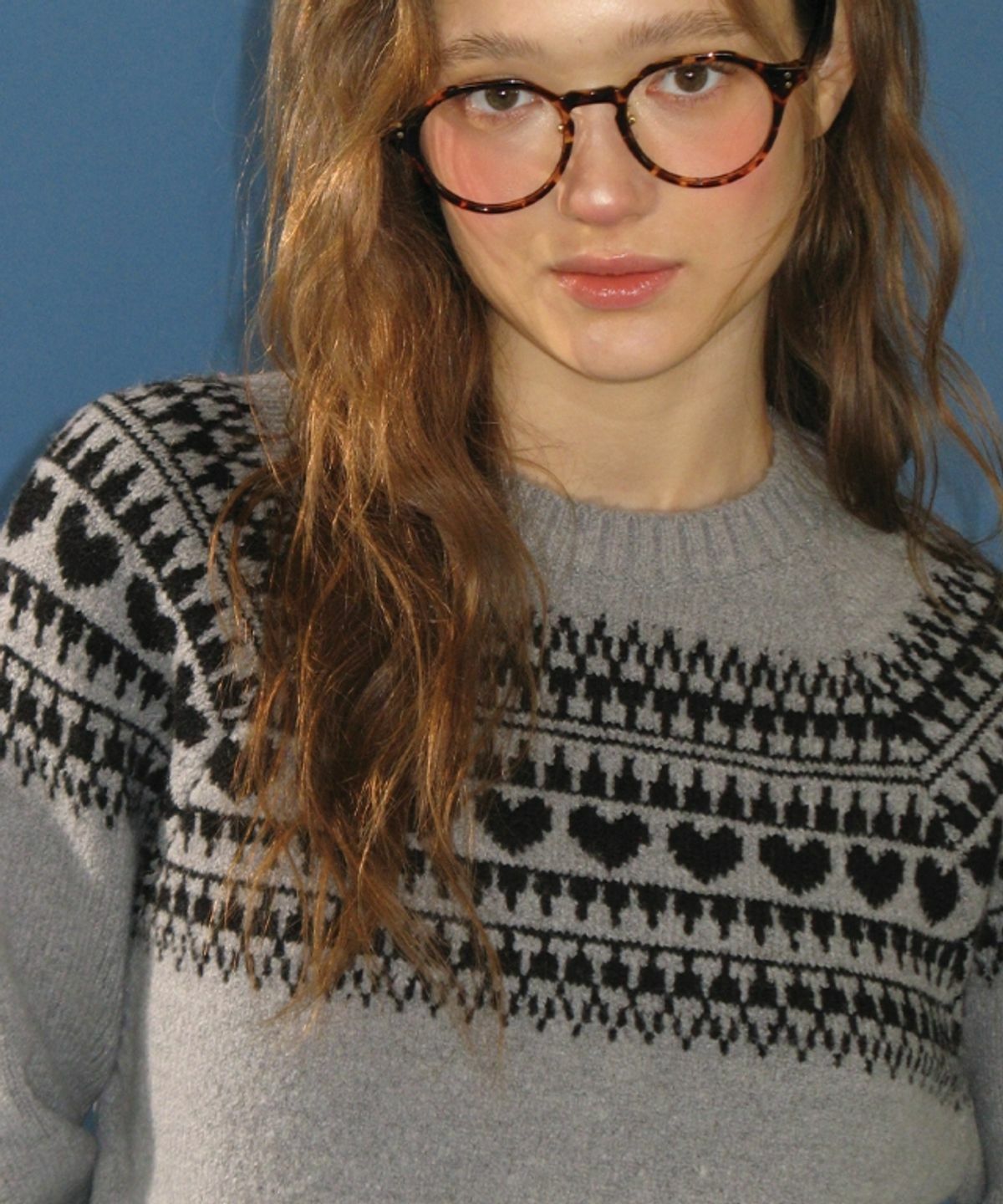 RONRON HEART NORDIC PULLOVER WOOL KNIT