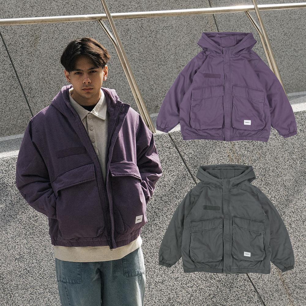 idealism Cargo Parka 紫 灰 複合夾層 洗舊大口袋外套【ID24024】