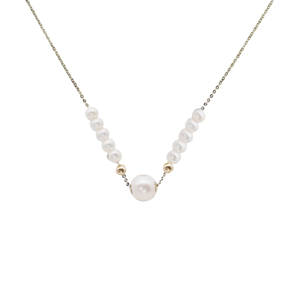 【me.luxe】K18金球滑動珍珠項鍊/黃K金、玫瑰金