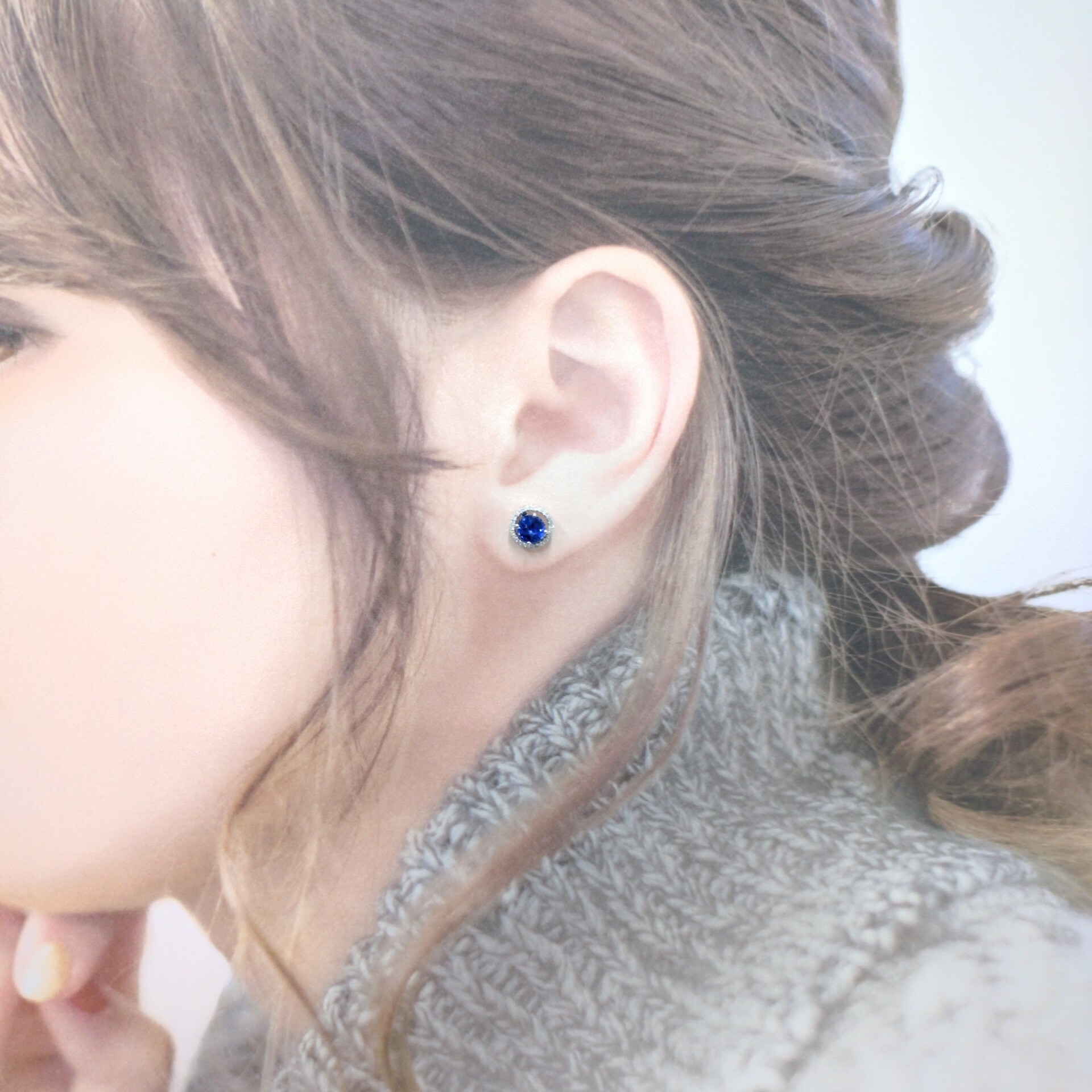 18K White Gold 1.42ct Sapphire and Diamond Earrings