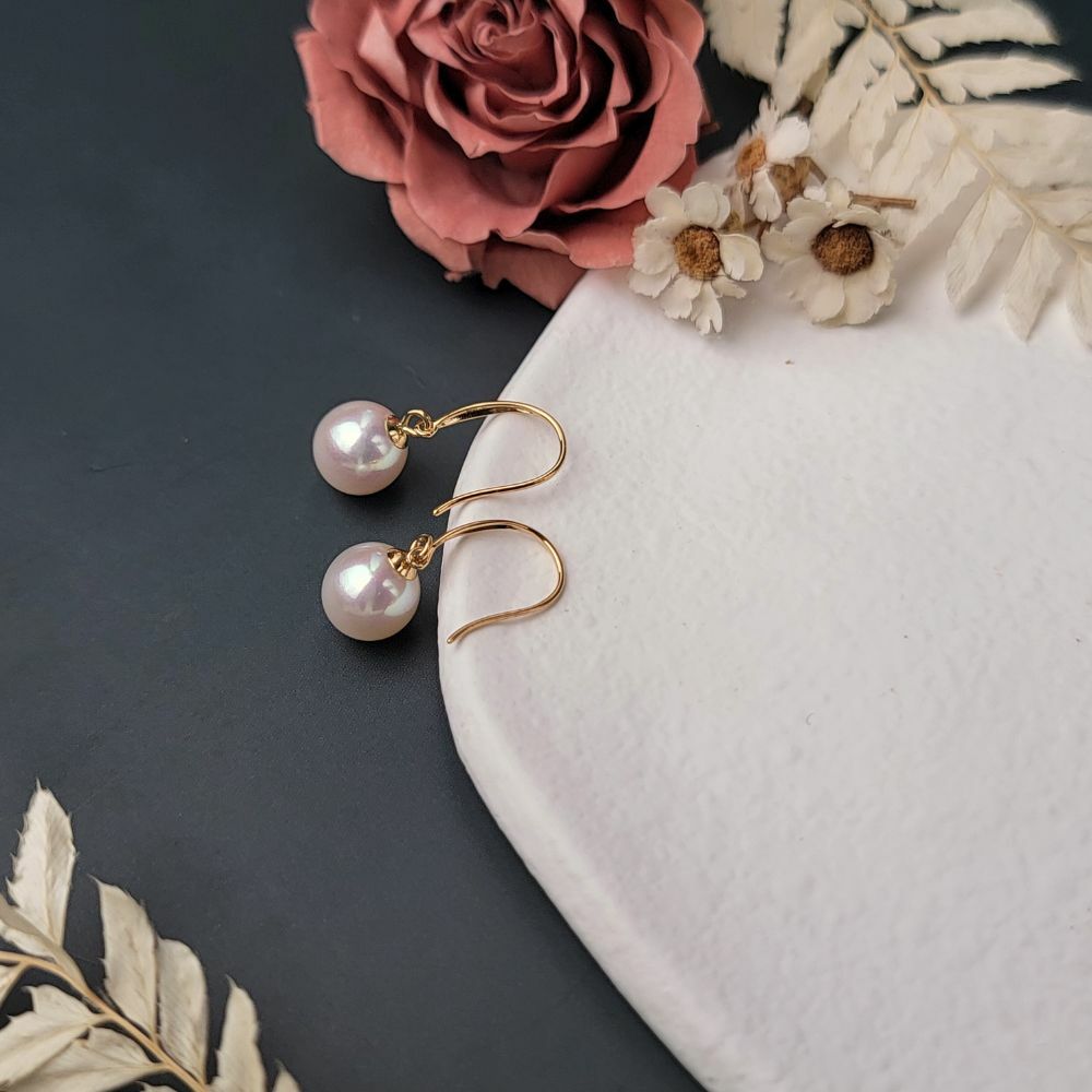 【me.luxe】K18勾式珍珠耳環7.5mm