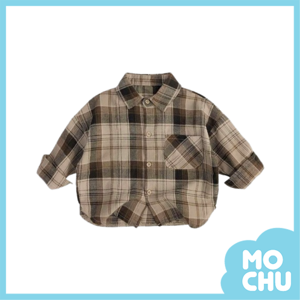 復古卡其格紋襯衫