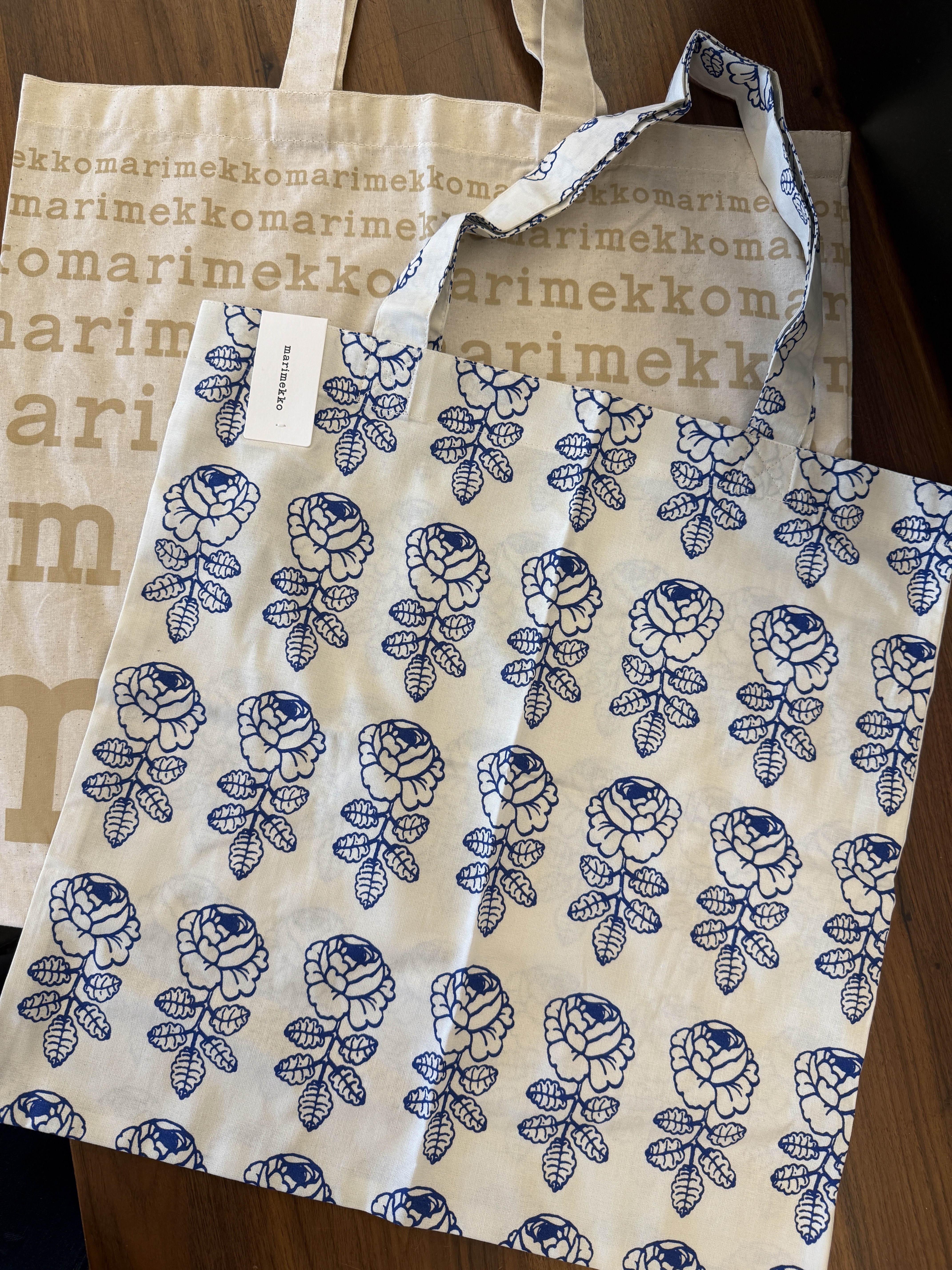 代購現貨 | 正方Tote | Blue wedding rose + Beige 驗眼tote