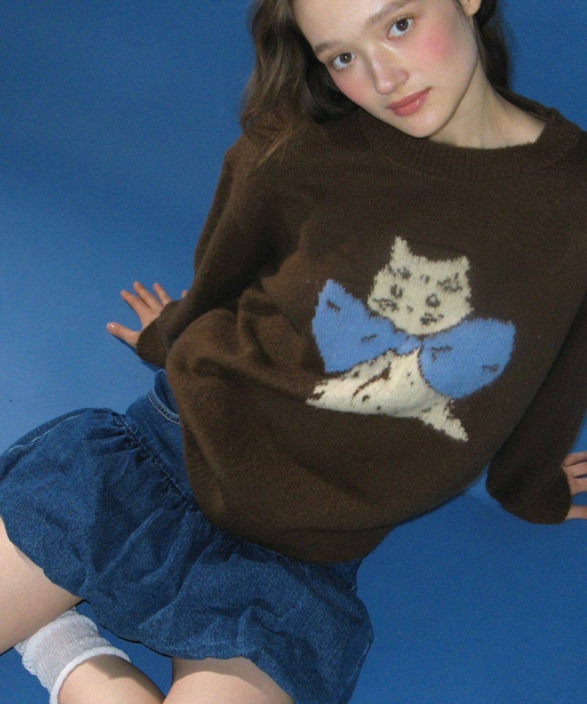 RONRON RIBBON CAT MOHAIR PULLOVER KNIT
