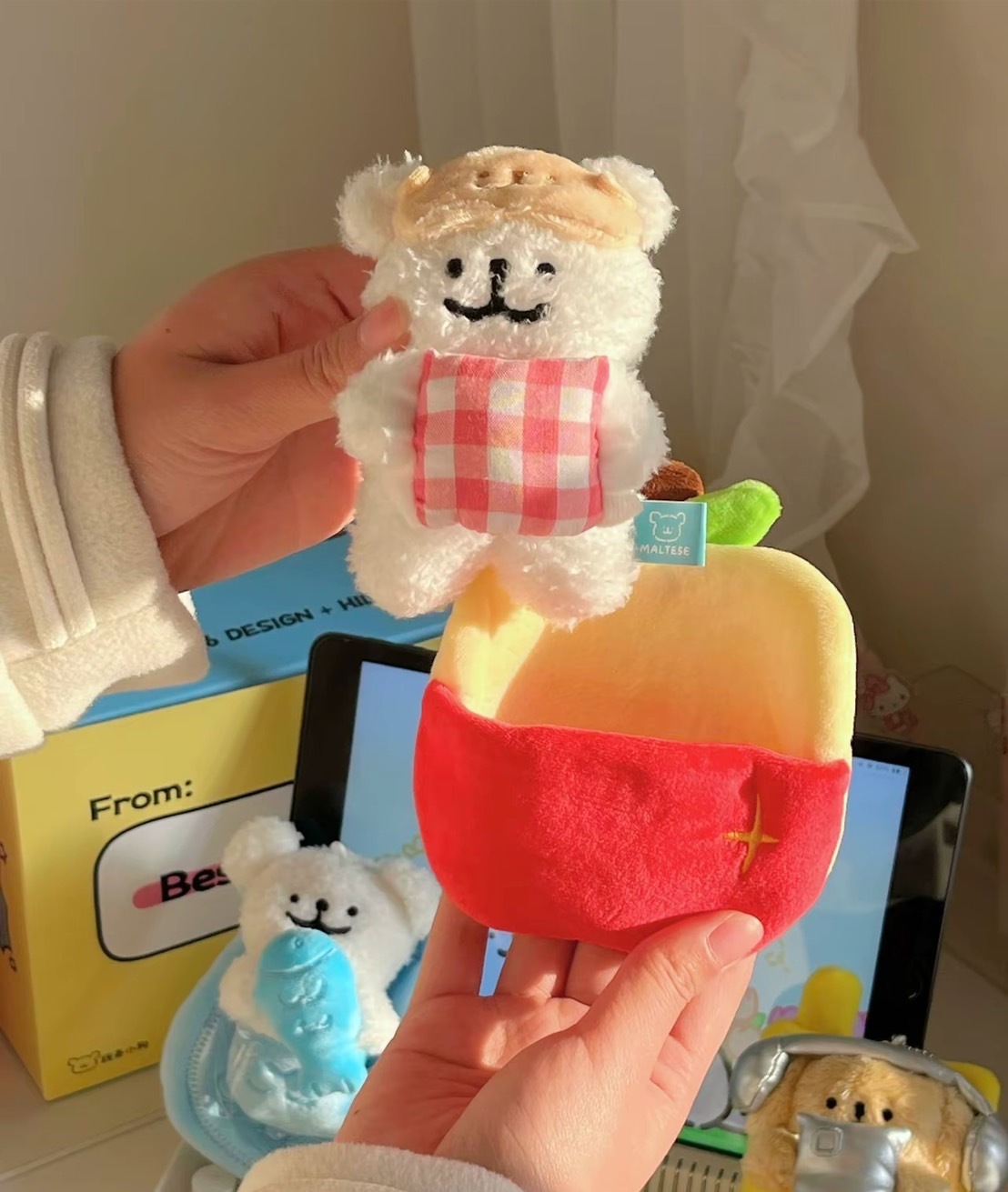 KTQ STORE ‧ MALTESE 線條小狗 好運兜兜 盲袋 吊飾 鑰匙圈 / 預購