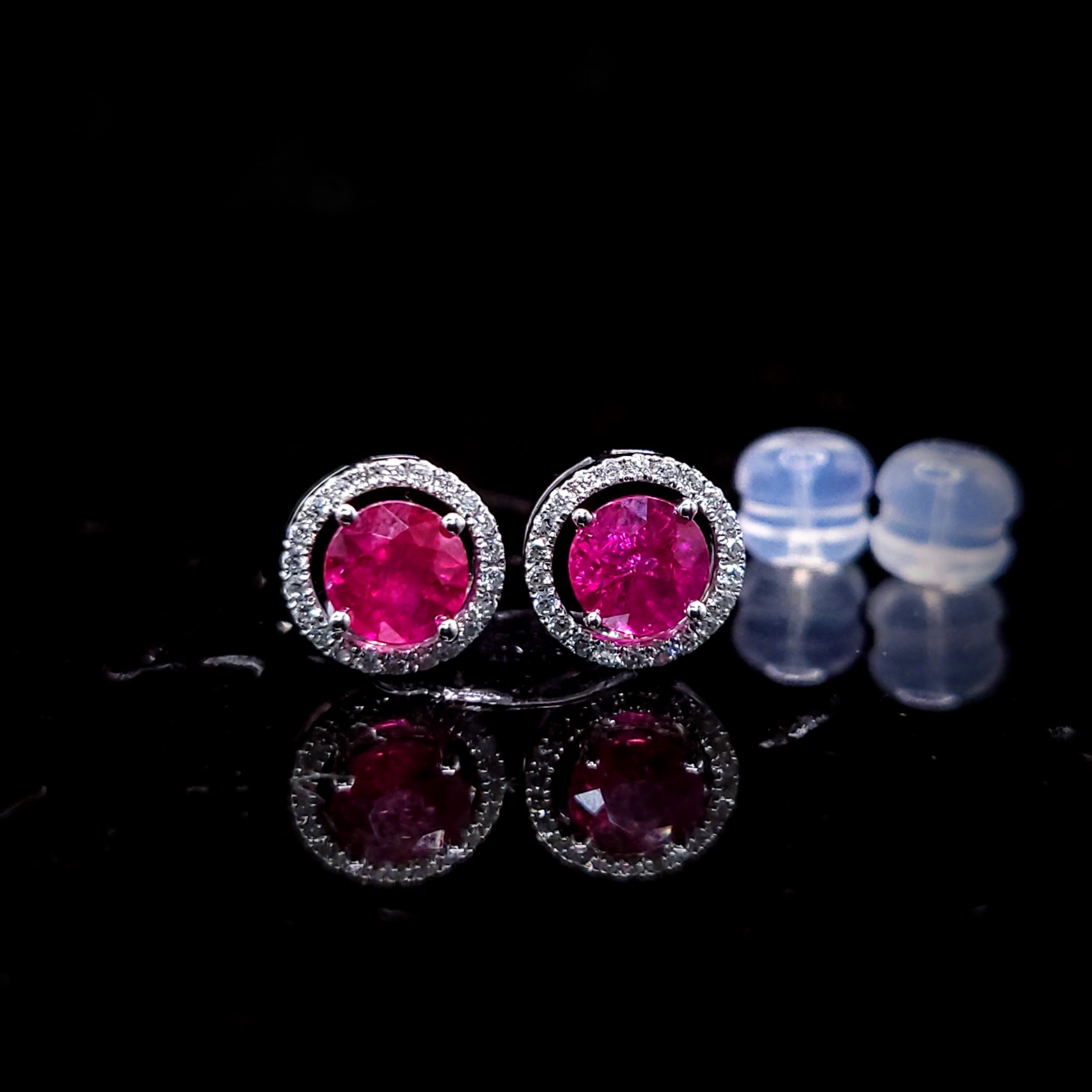 18K White Gold 1.15ct Ruby and Diamond Earrings