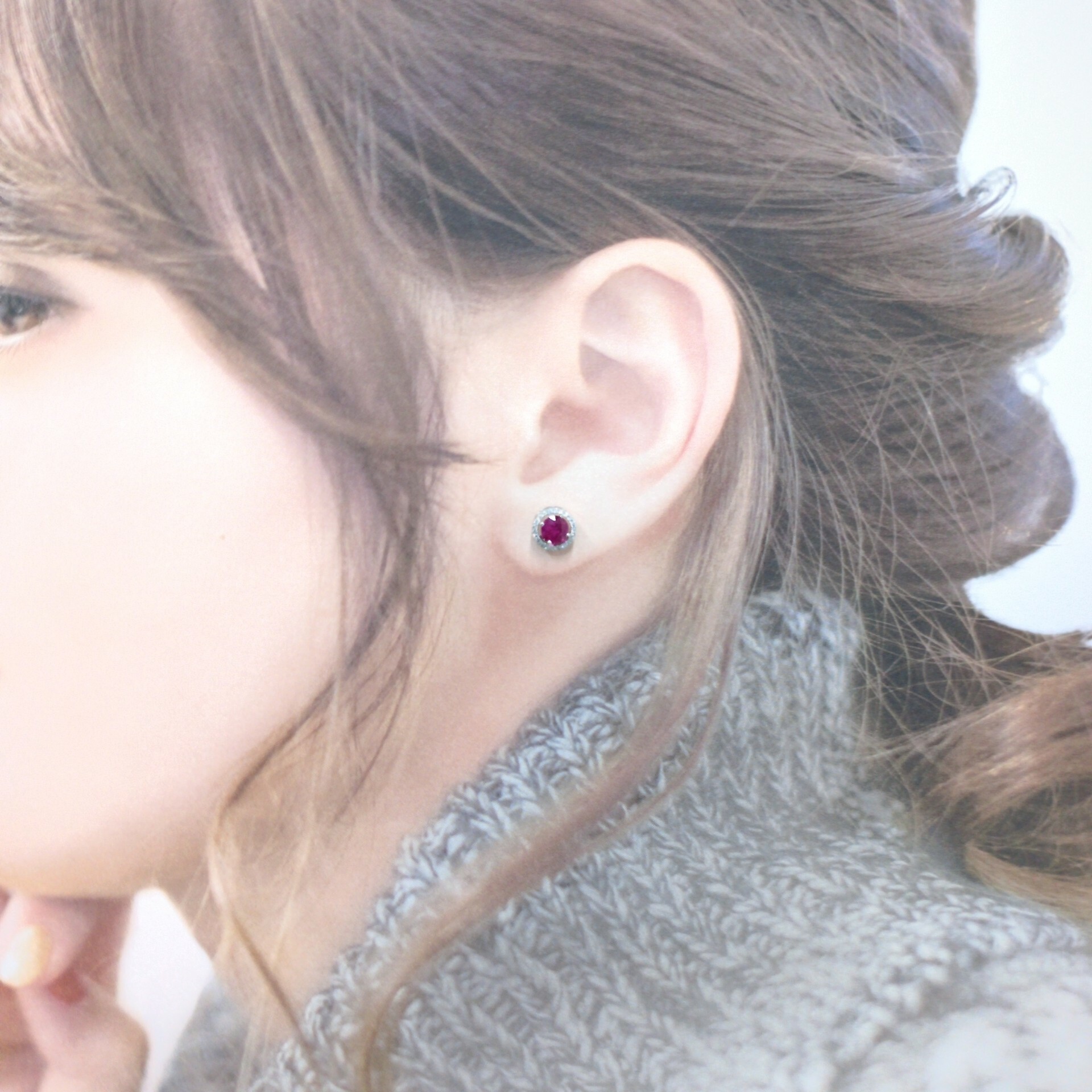 18K White Gold 1.15ct Ruby and Diamond Earrings