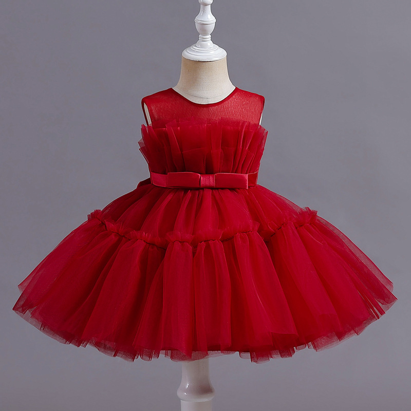 周歲禮服 胸前立體紗無袖小禮服 3色 70-100cm #ML001