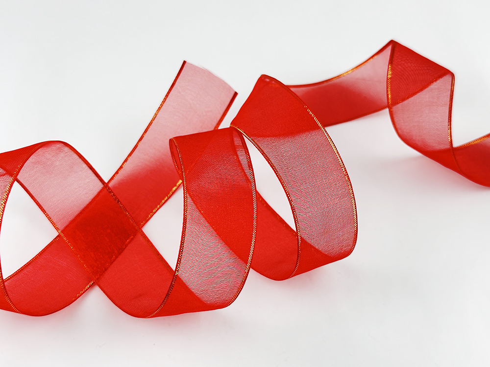 極細金邊_超薄網紗/濃紅鑲金/25mmx50M_絕版品_Outlet