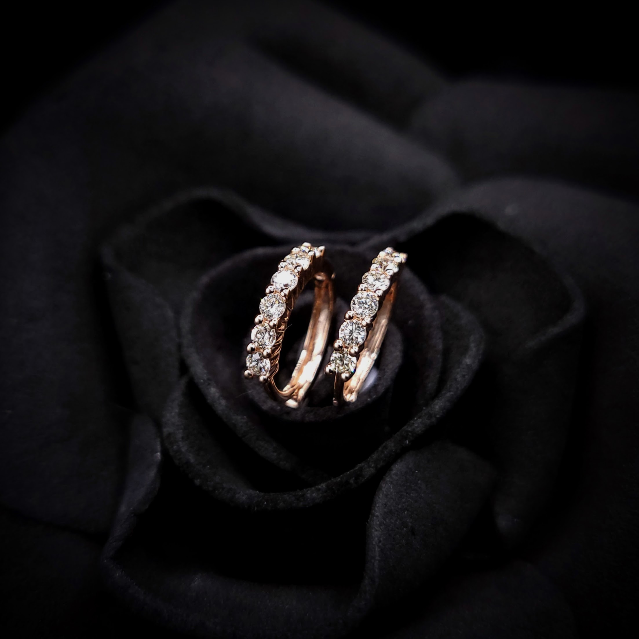 18K Rose Gold 0.27ct Diamond Hoop Earrings