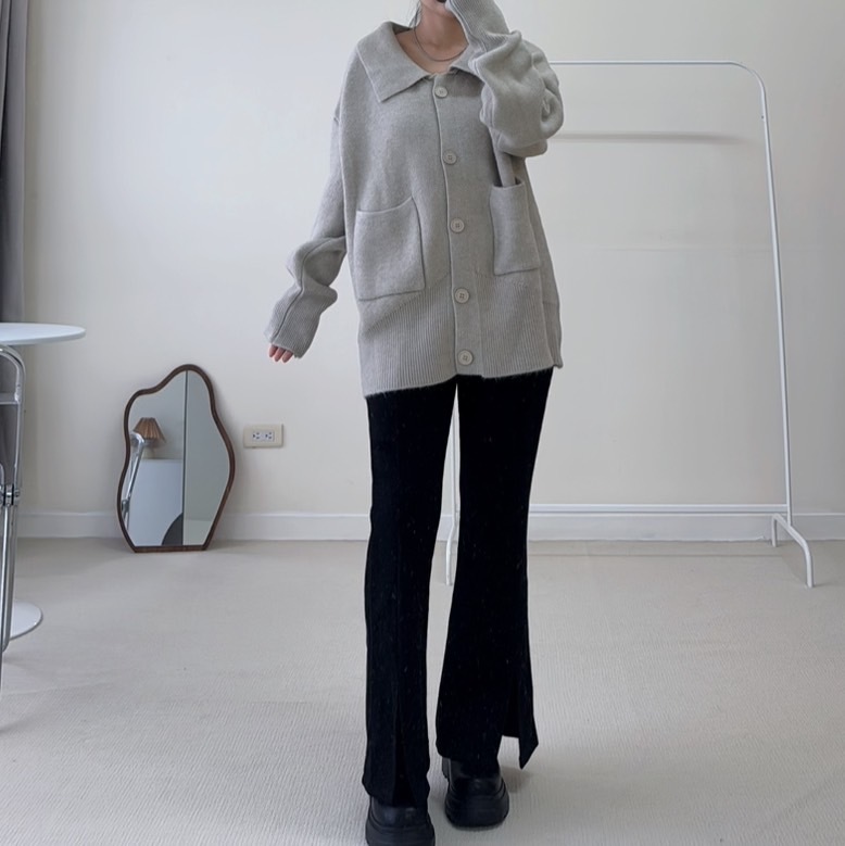 可愛翻領排扣針織外套（現貨）