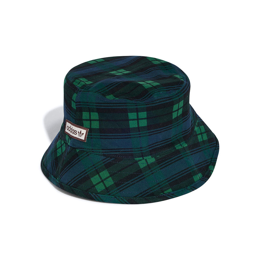 Adidas Tartan Bucket 男款 女款 藍綠色 中性 休閒 格紋 遮陽帽 三葉草 漁夫帽 IY1543