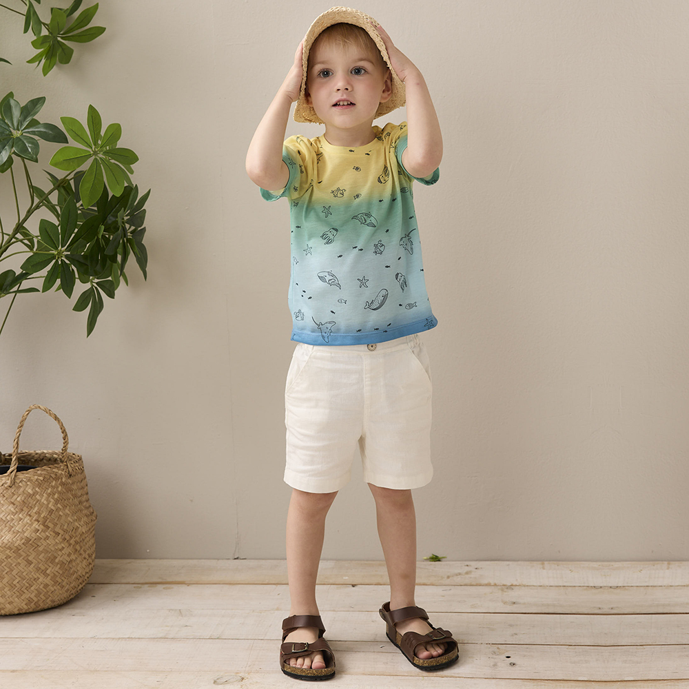 PIPPY 涼爽海洋生物漸層短袖上衣 藍綠