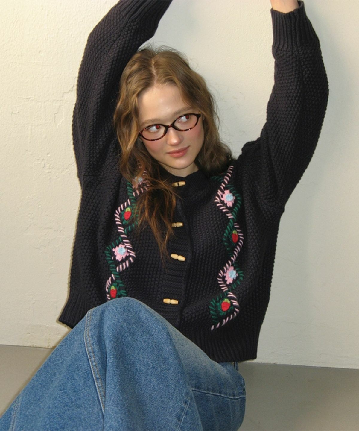 RONRON BERRY HANDMADE POINT FISHERMAN TOGGLE CARDIGAN