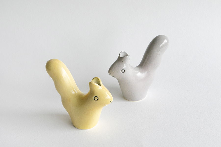 鹿兒島睦週邊-En Liten Van（小小的朋友）花器・Squirrel（松鼠）淺灰